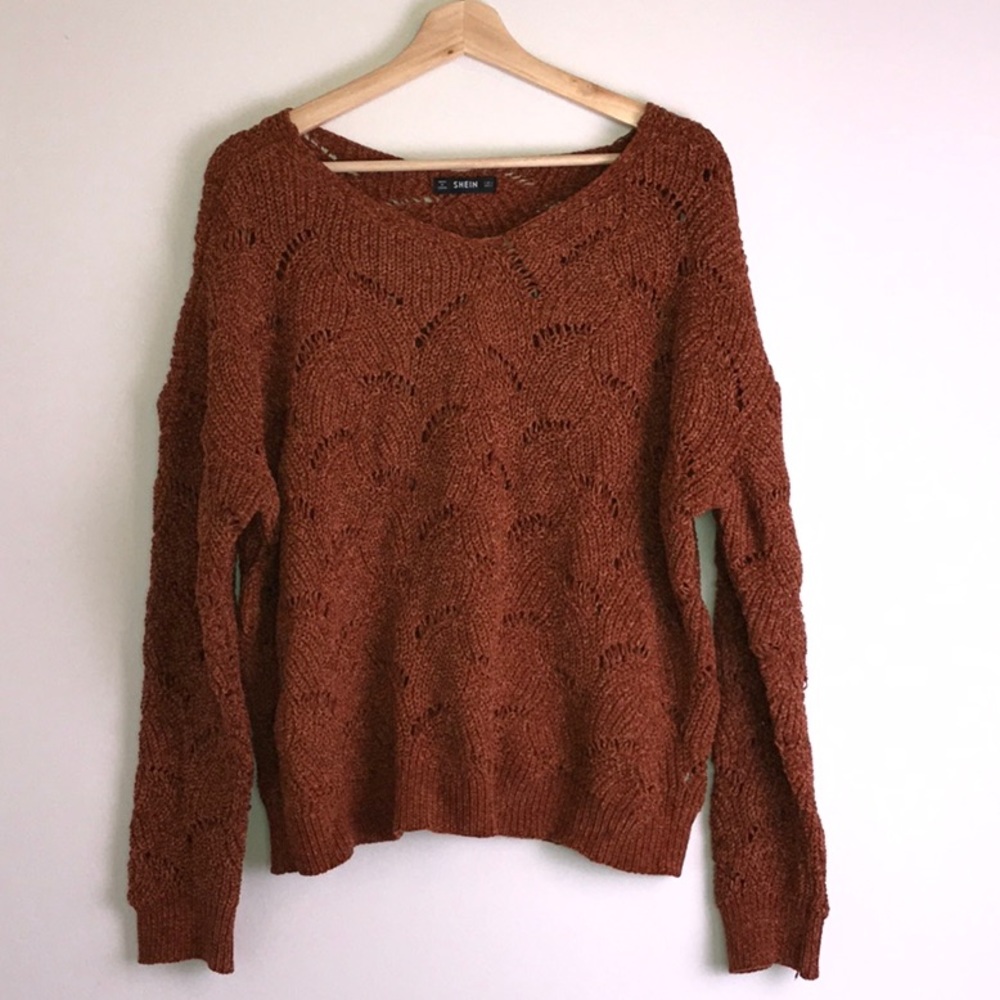 Soft Chenille Sweater In Rust - Picture 7 of 8